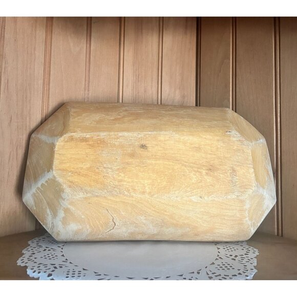 Vintage Handcrafted Wooden Dough Bowl Rustic Farmhouse Decor Bread Baking - Picture 4 of 6